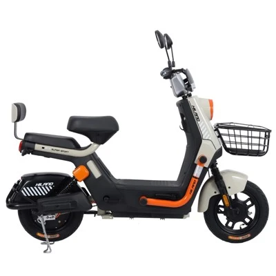 JOYKIE इलेक्ट्रिक बाइक 60V 20AH 40 किमी/H 800W कॉम्पैक्ट फ्रंट टोकरी दोहरी सीटें स्टाइलिश नारंगी लहजे